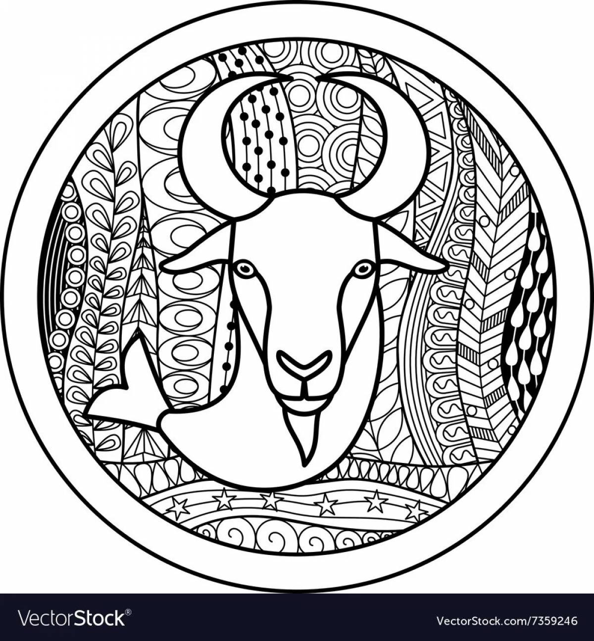 Fascinating coloring book antistress capricorn