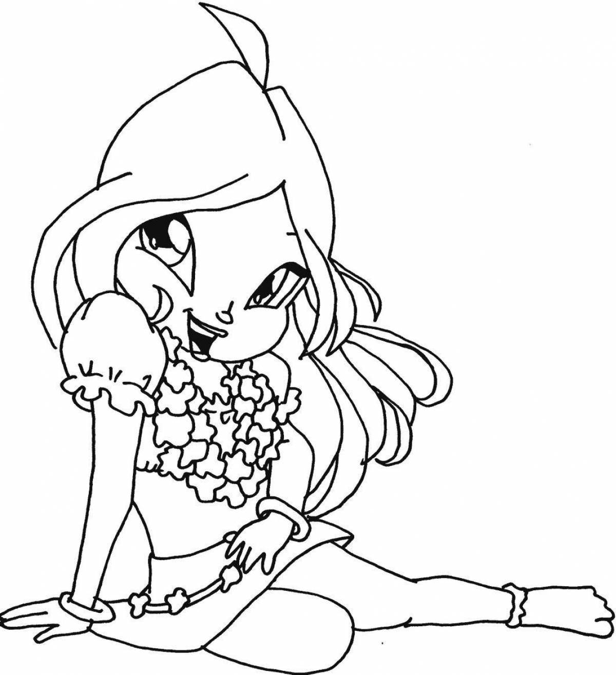 Coloring page bizarre flowering dog
