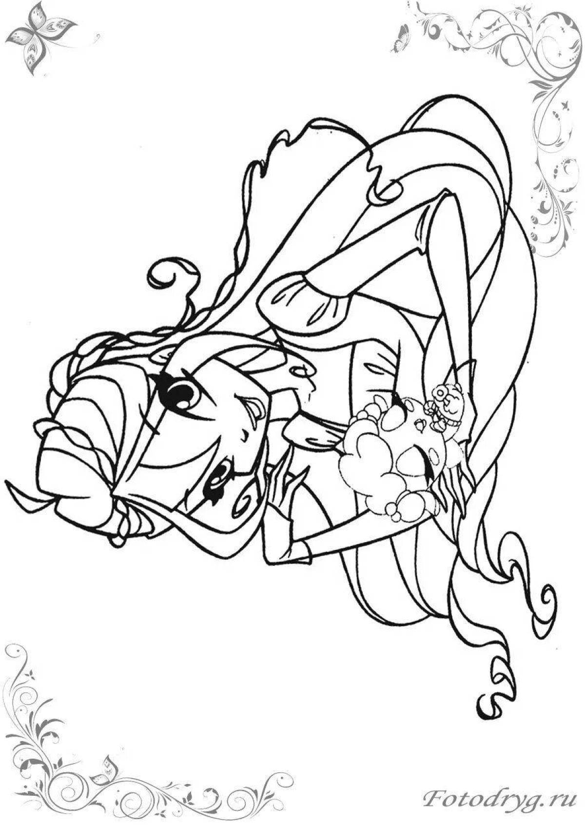 Exciting bloom dog coloring page