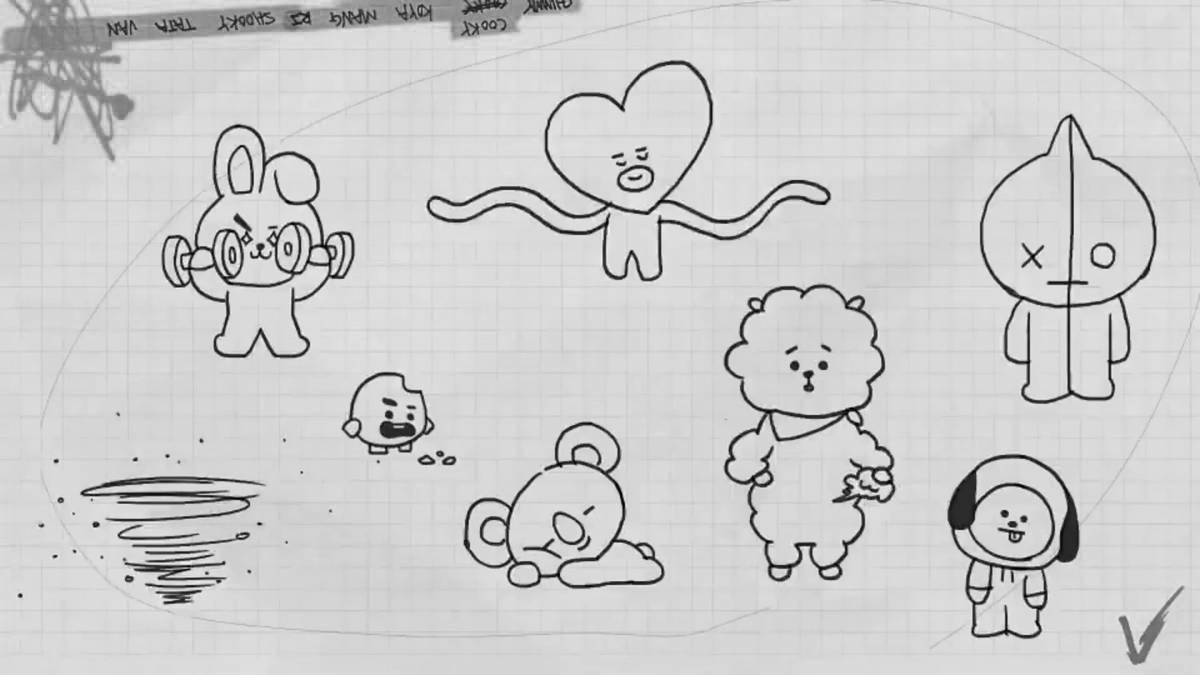 Bt21 vibrant cookie coloring page
