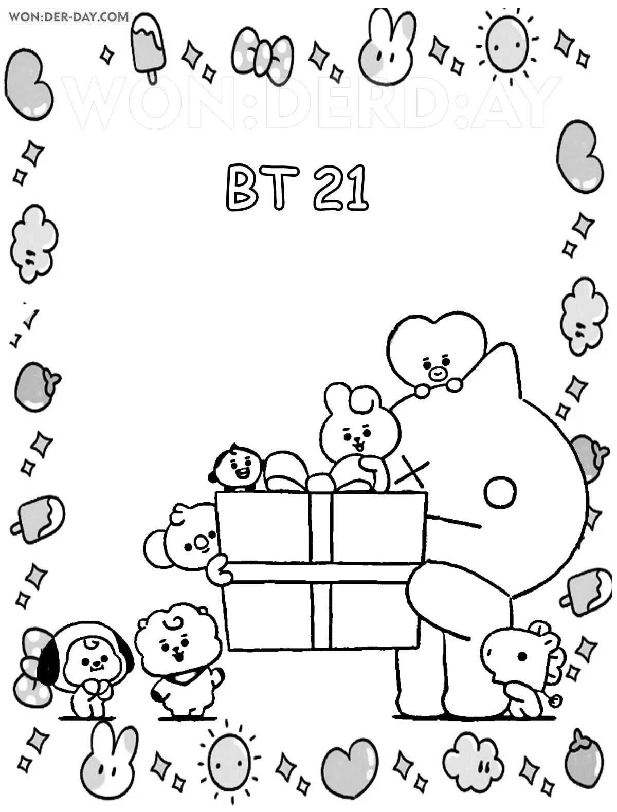 Раскраска Раскраска очаровательное печенье bt21