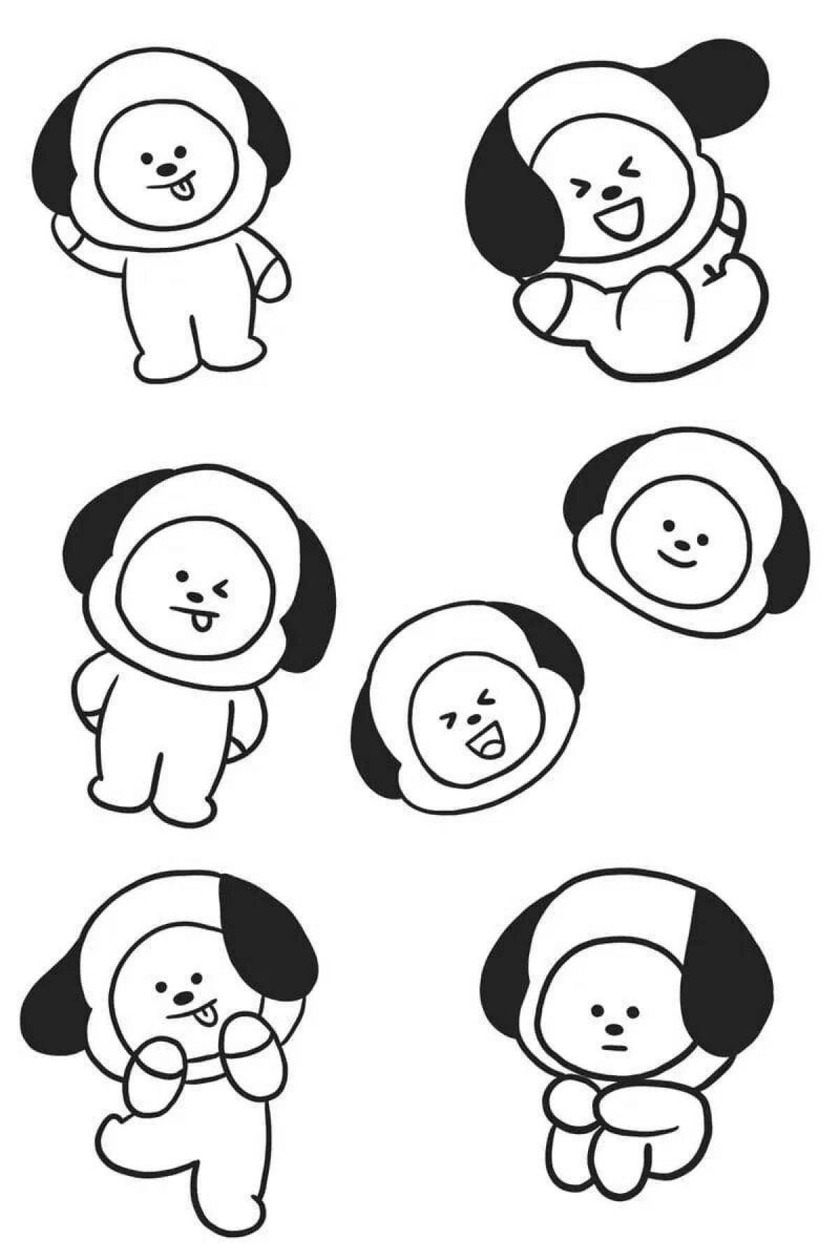 Анимированная страница раскраски cookie bt21