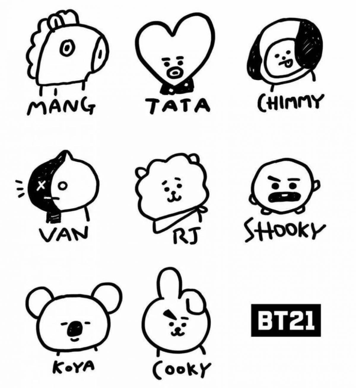 Charming cookie coloring bt21