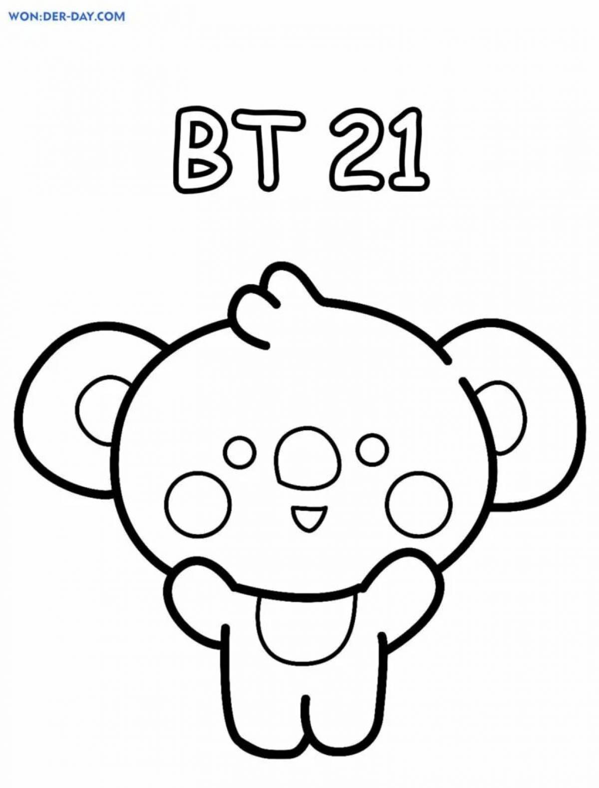 Coloring page amazement cookie bt21