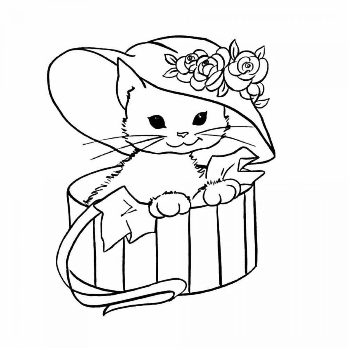 Angel cat coloring page