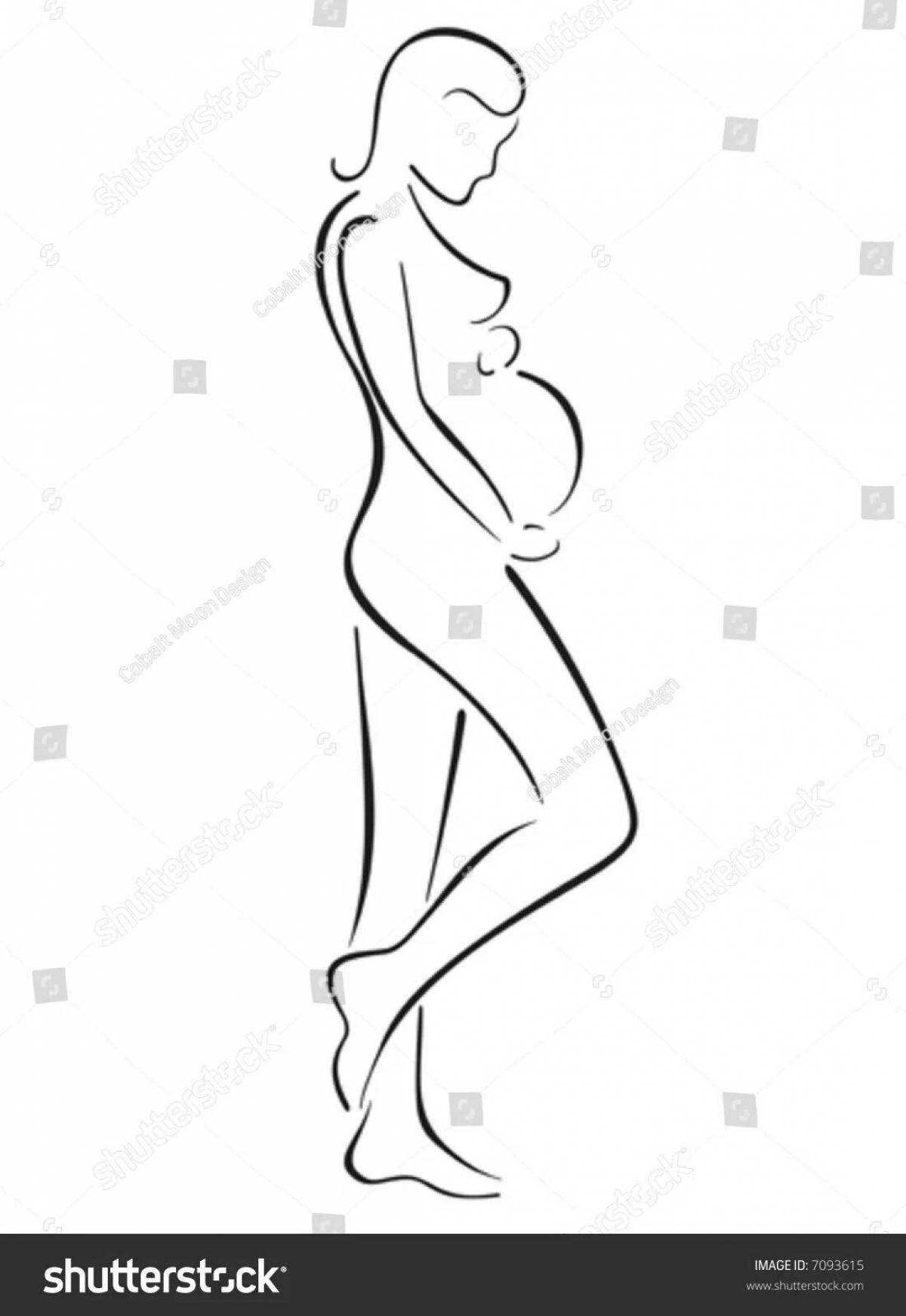 Blissful pregnant girl coloring book