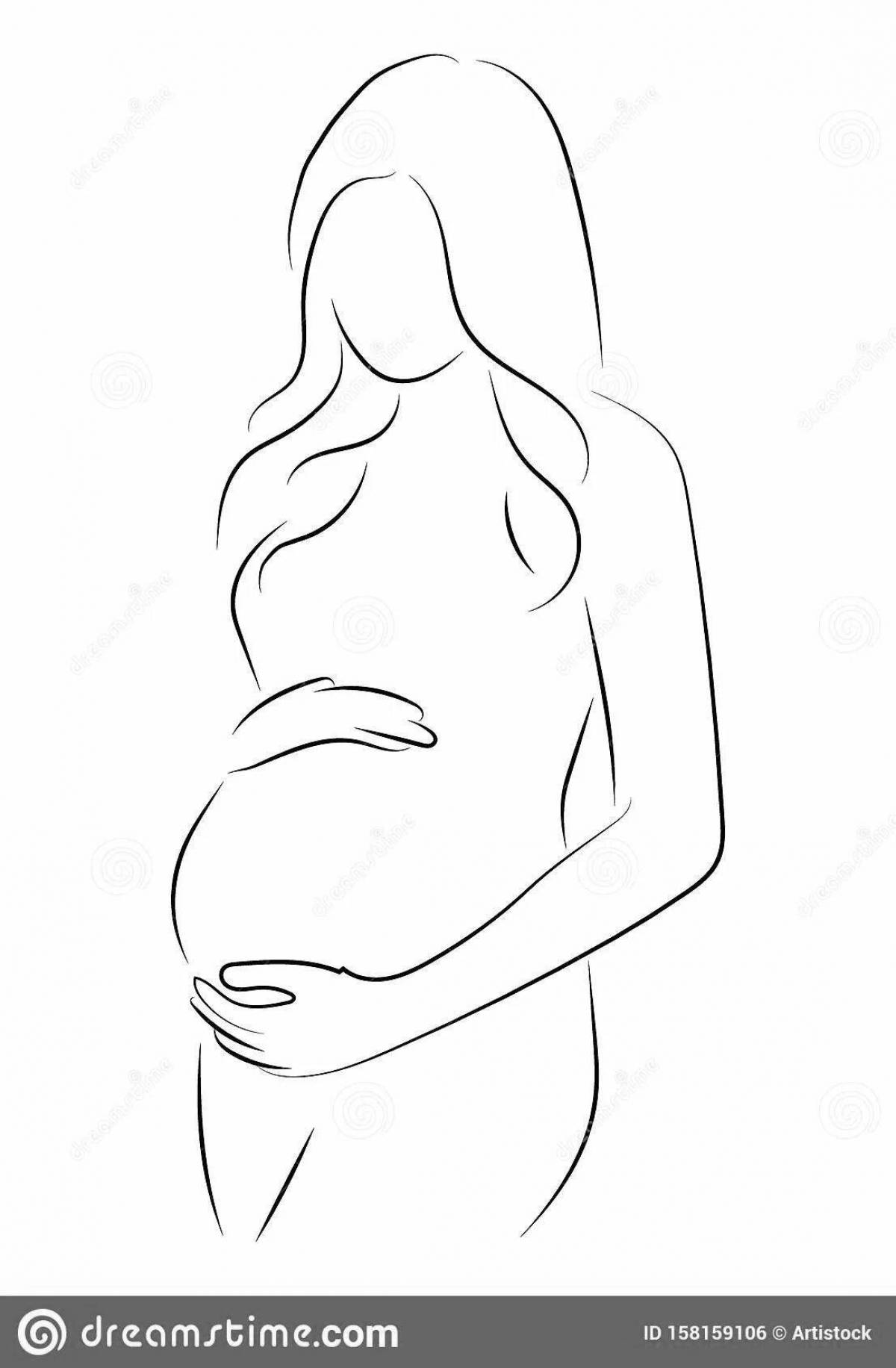Gorgeous pregnant girl coloring page