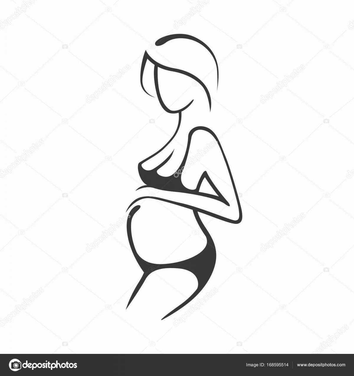 Coloring page gorgeous pregnant girl