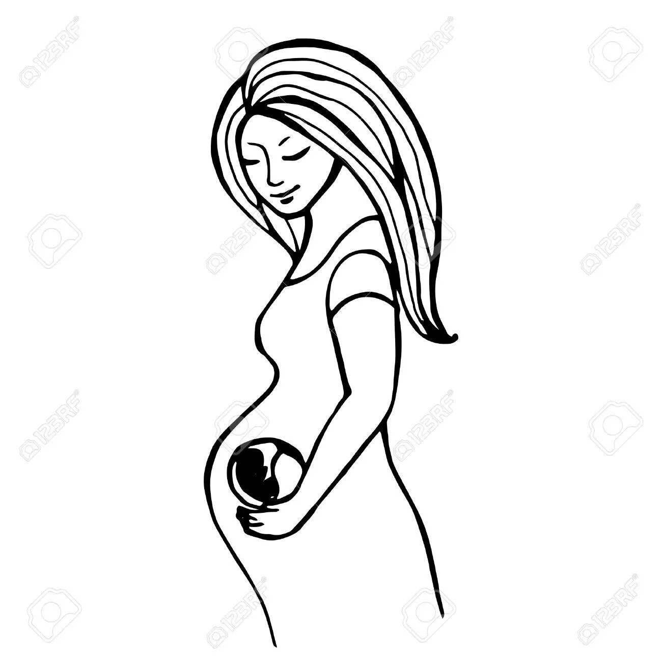 Раскраска беременная девочка