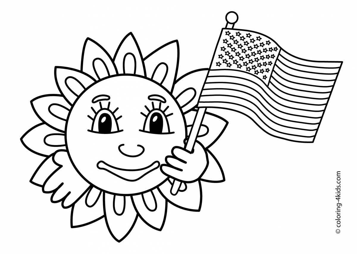 Playful russian day coloring page