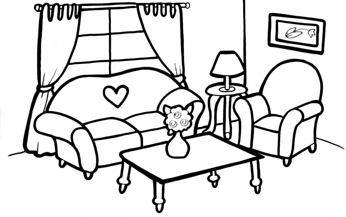 Colorful boy's room coloring page