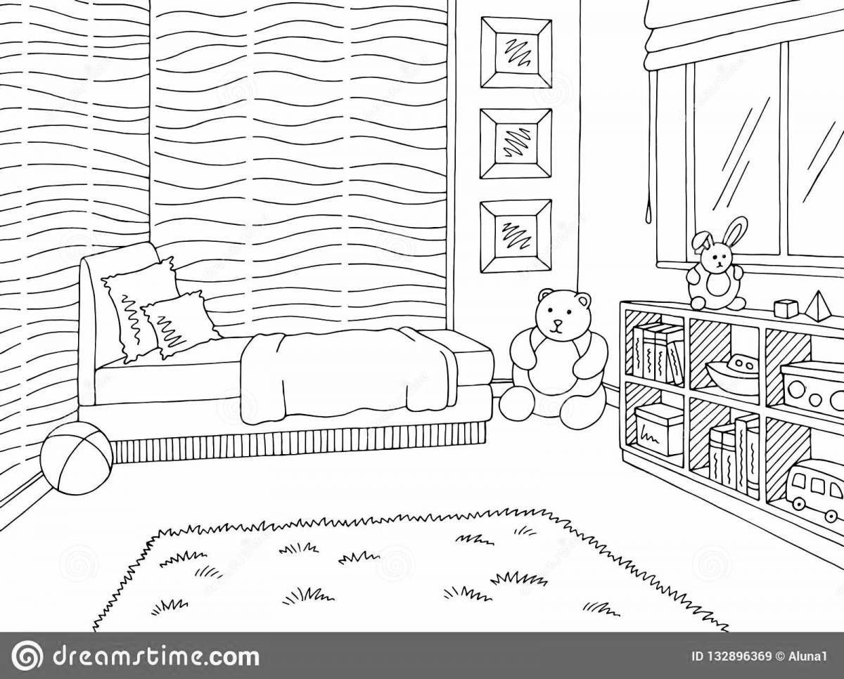 Colourful coloring room for a boy
