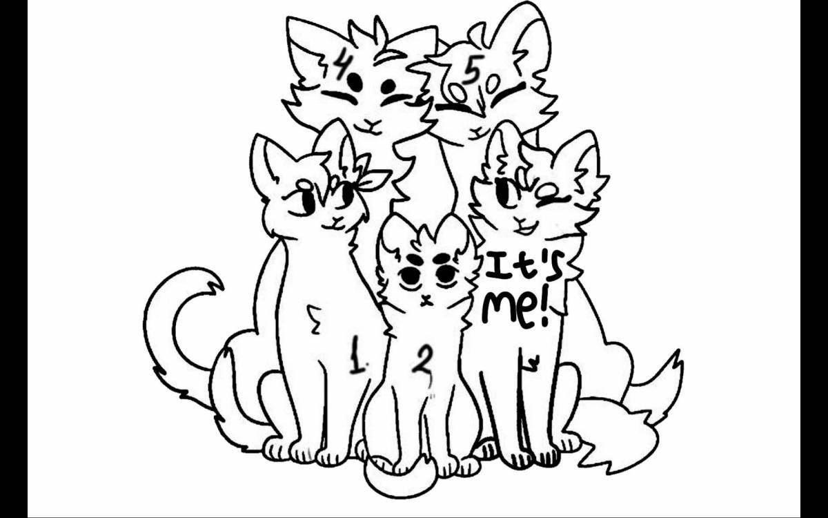 Раскраска любящая семья кошек бонда