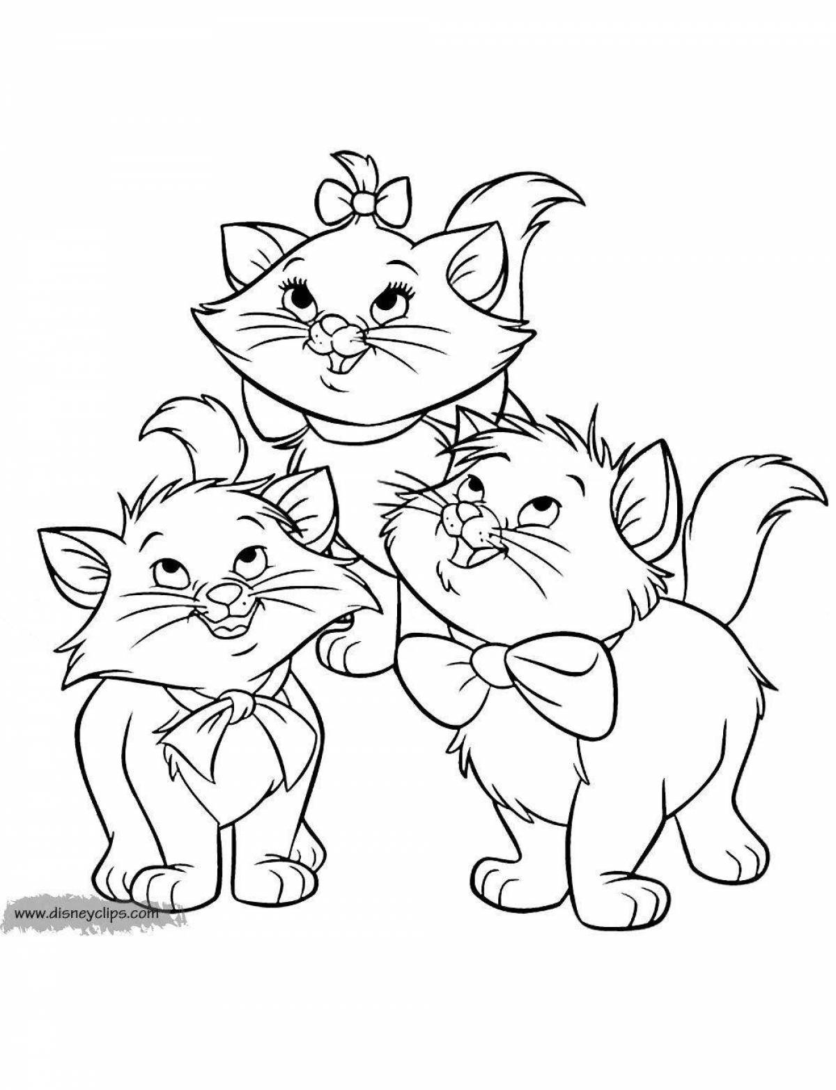 Loving moment of cat family coloring