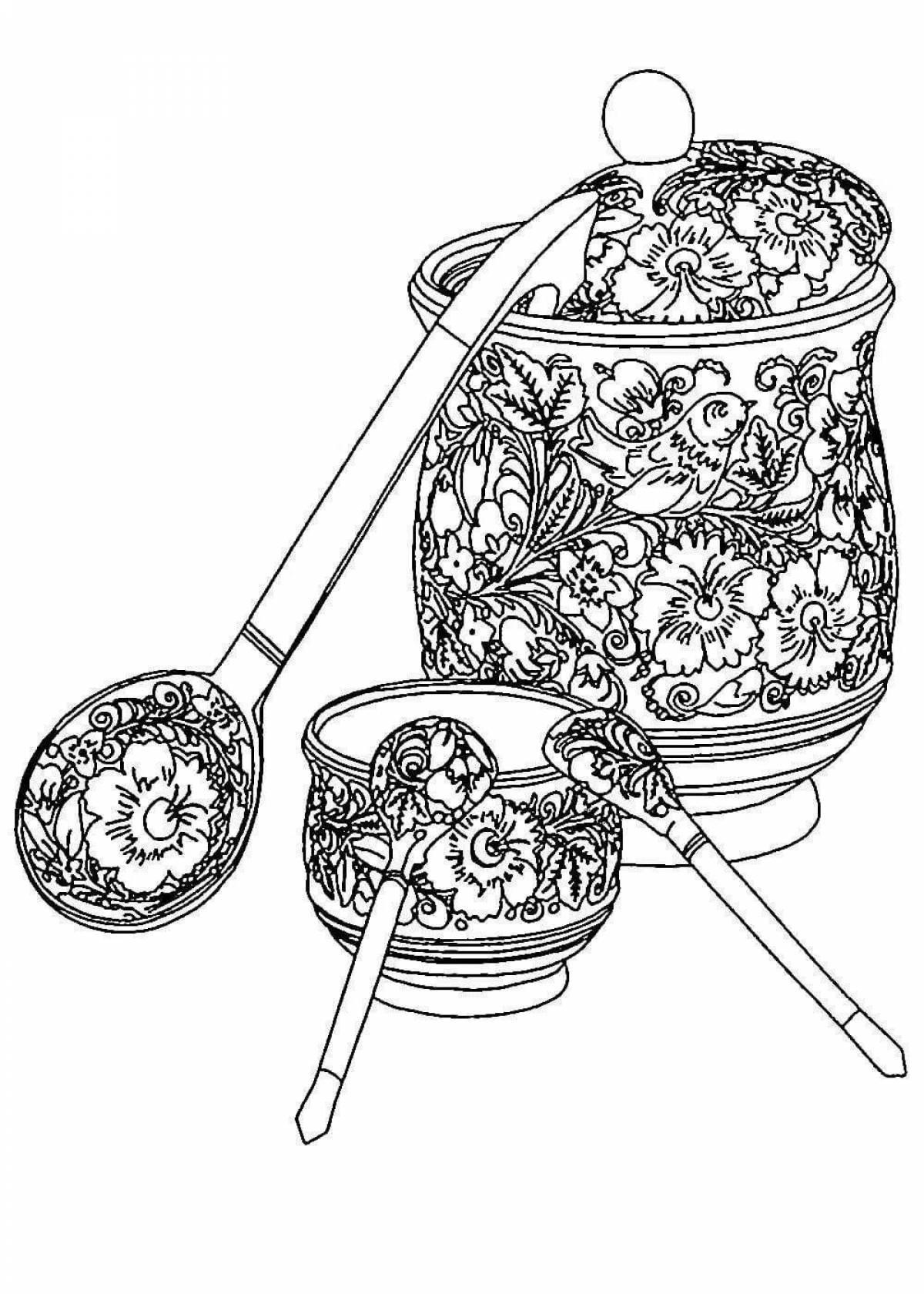 Русские предметы рисунок. Хохлома раскраска. Раскраска посуда Хохлома. Хохломская посуда раскраска. Хохломская роспись раскраска посуда.