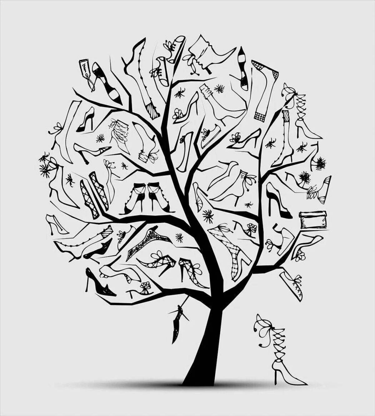 Colorful wonder tree coloring page