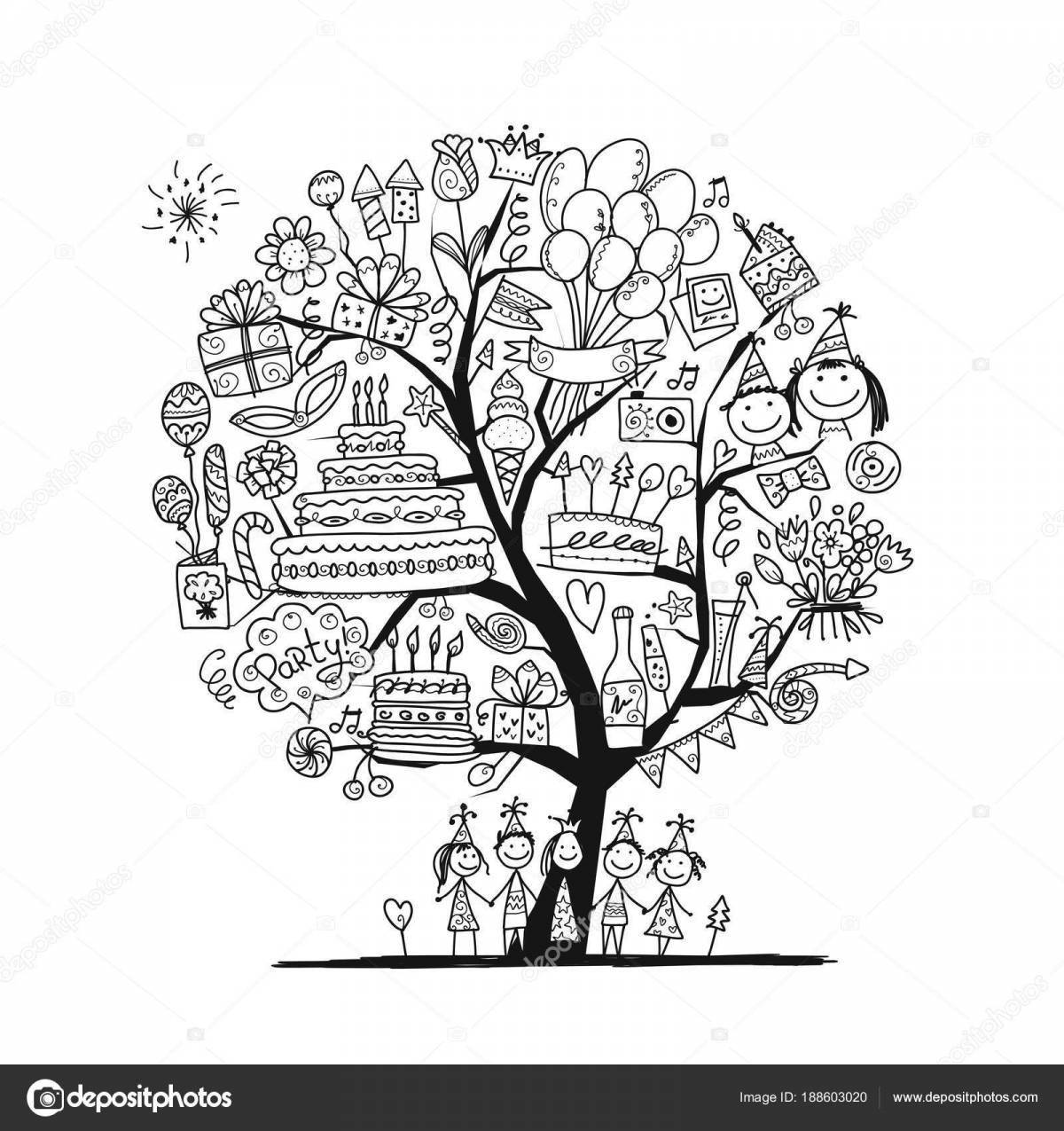 Exquisite wonder tree coloring page