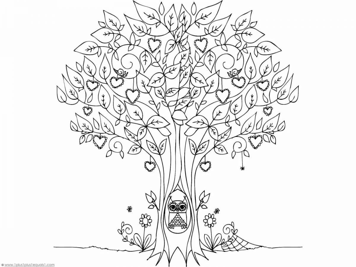Glitter wonder tree coloring page