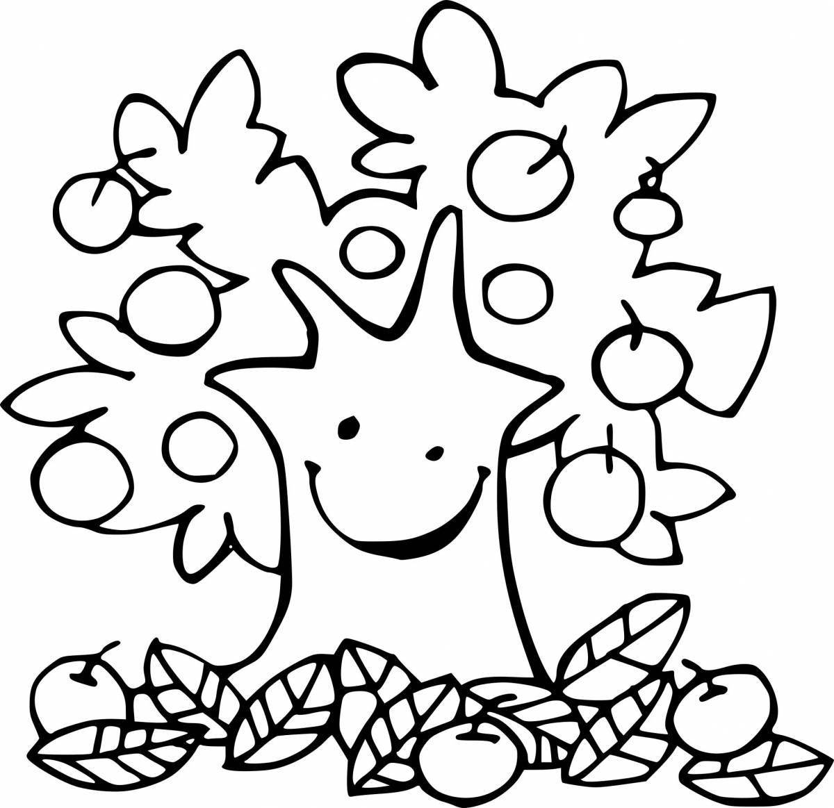 Coloring book blooming miracle tree