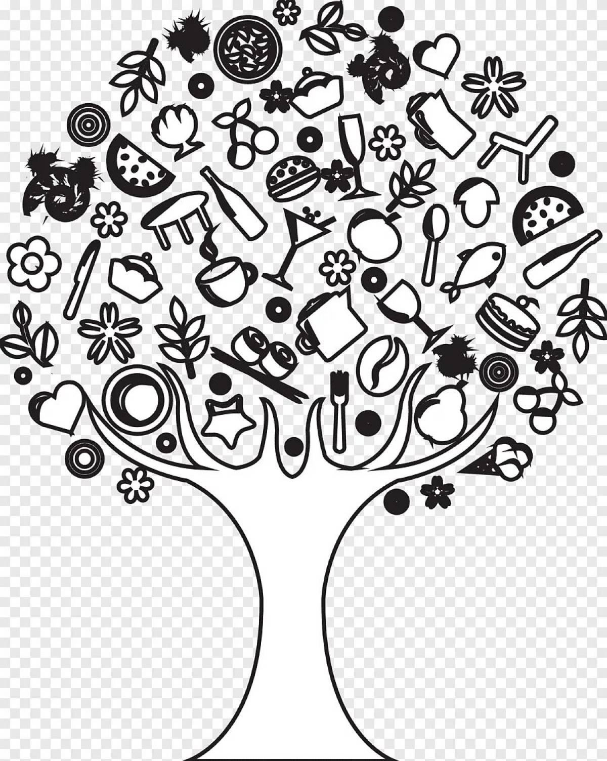 Richly colored wonder tree coloring page