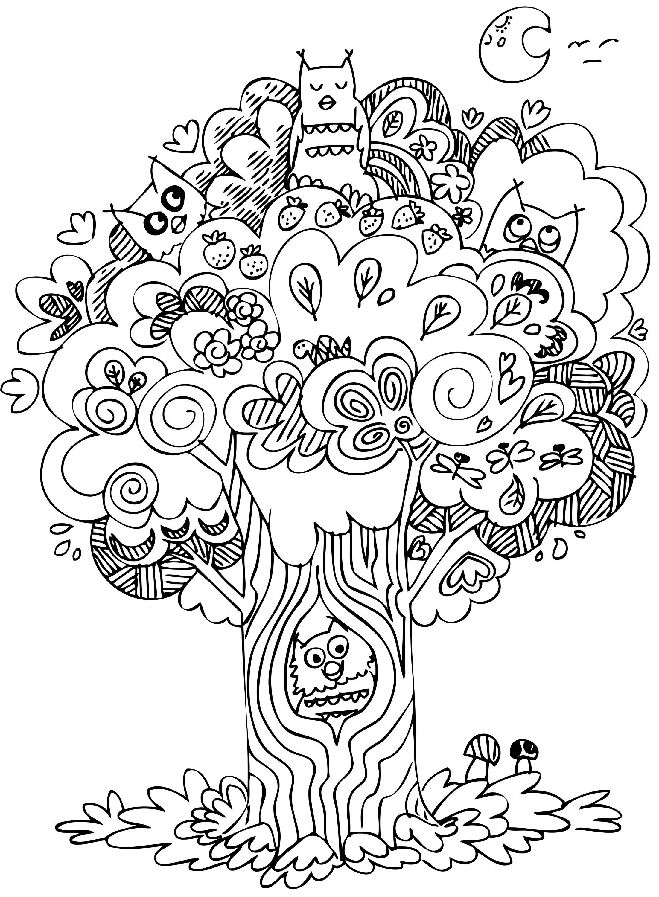 Wonderful colored wonder tree coloring page