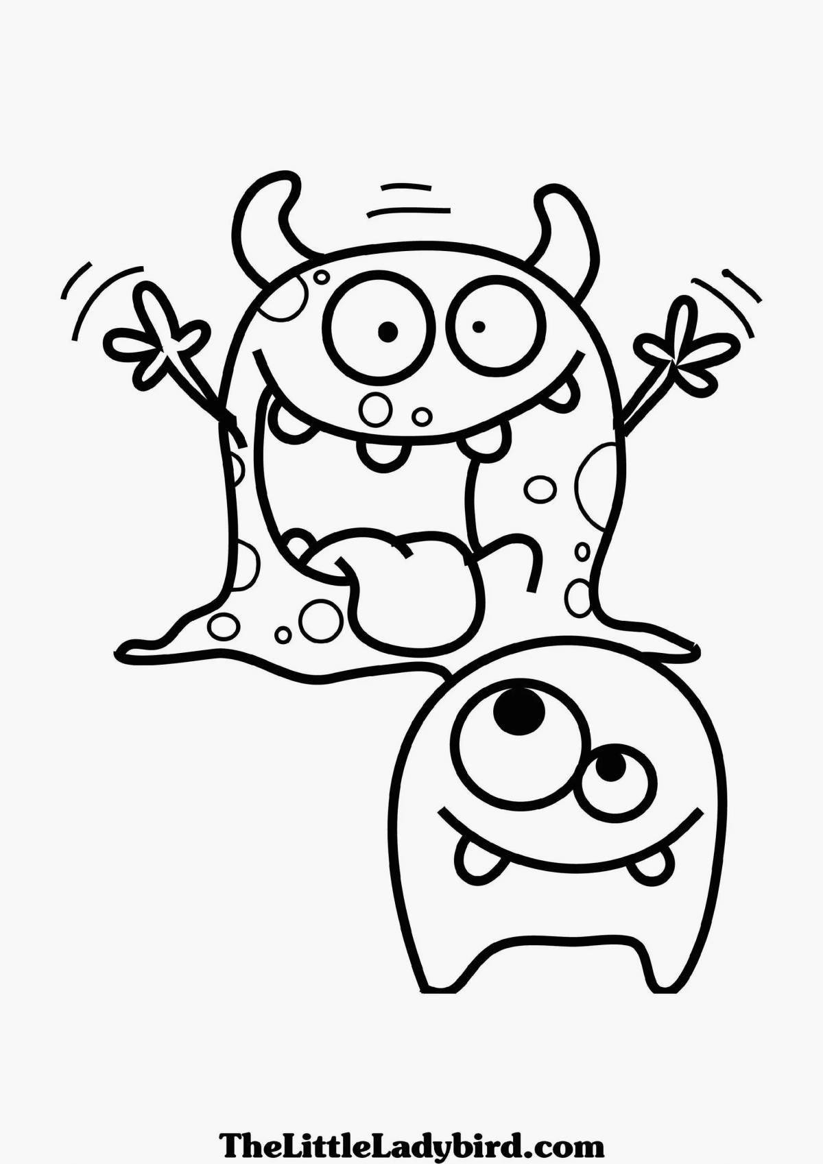 Wiggly coloring page monsters baby
