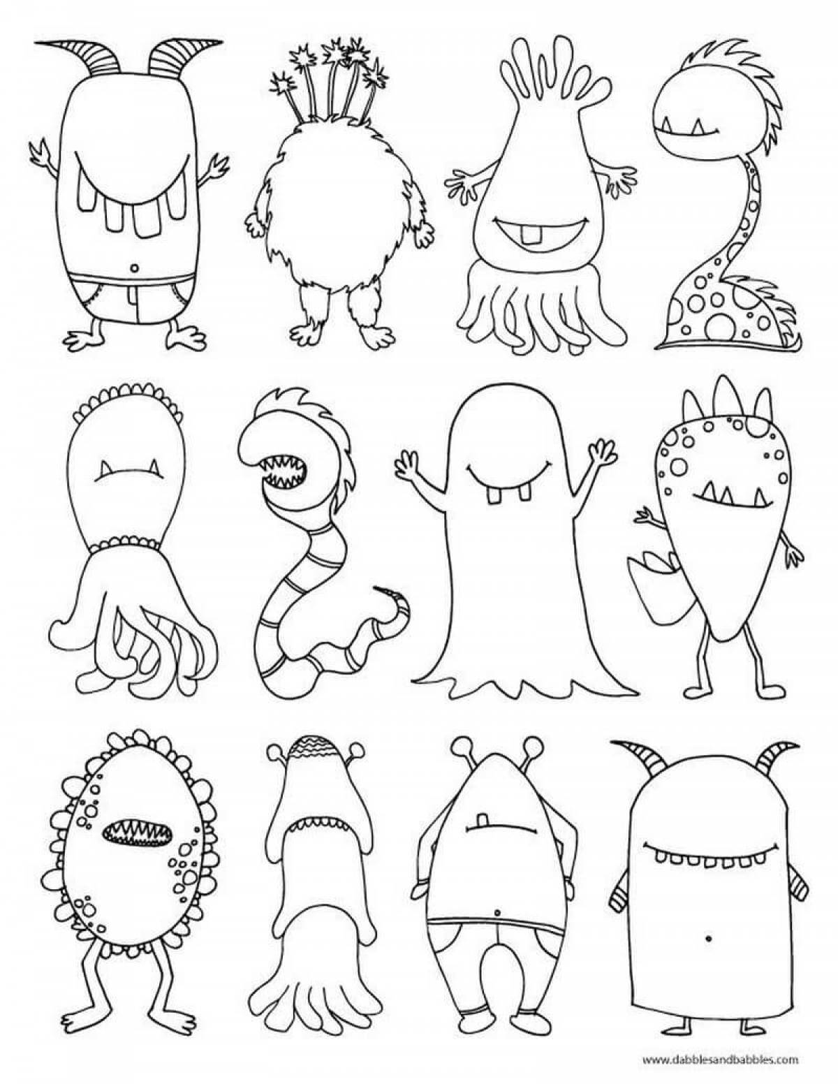 Fuzzable coloring page monsters baby