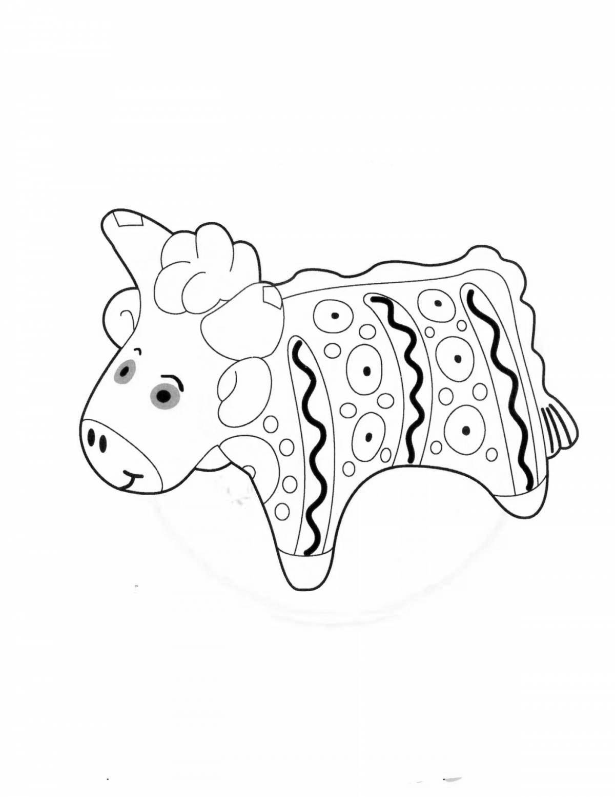 Coloring book nice Dymkovo goat