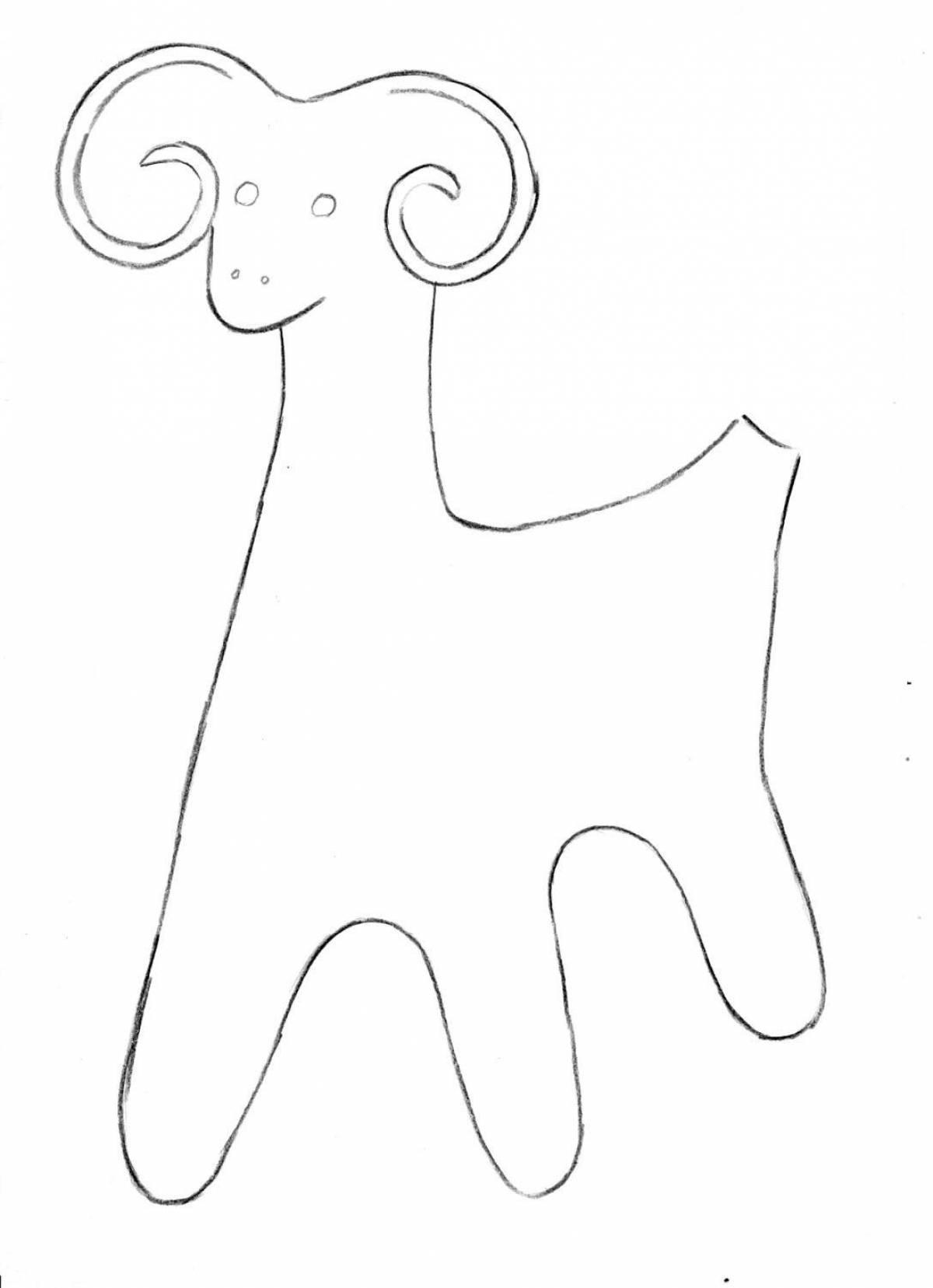 Раскраска величественная дымковская коза