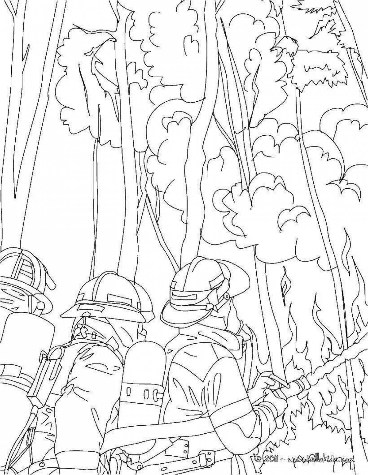 Attractive firefighting coloring book