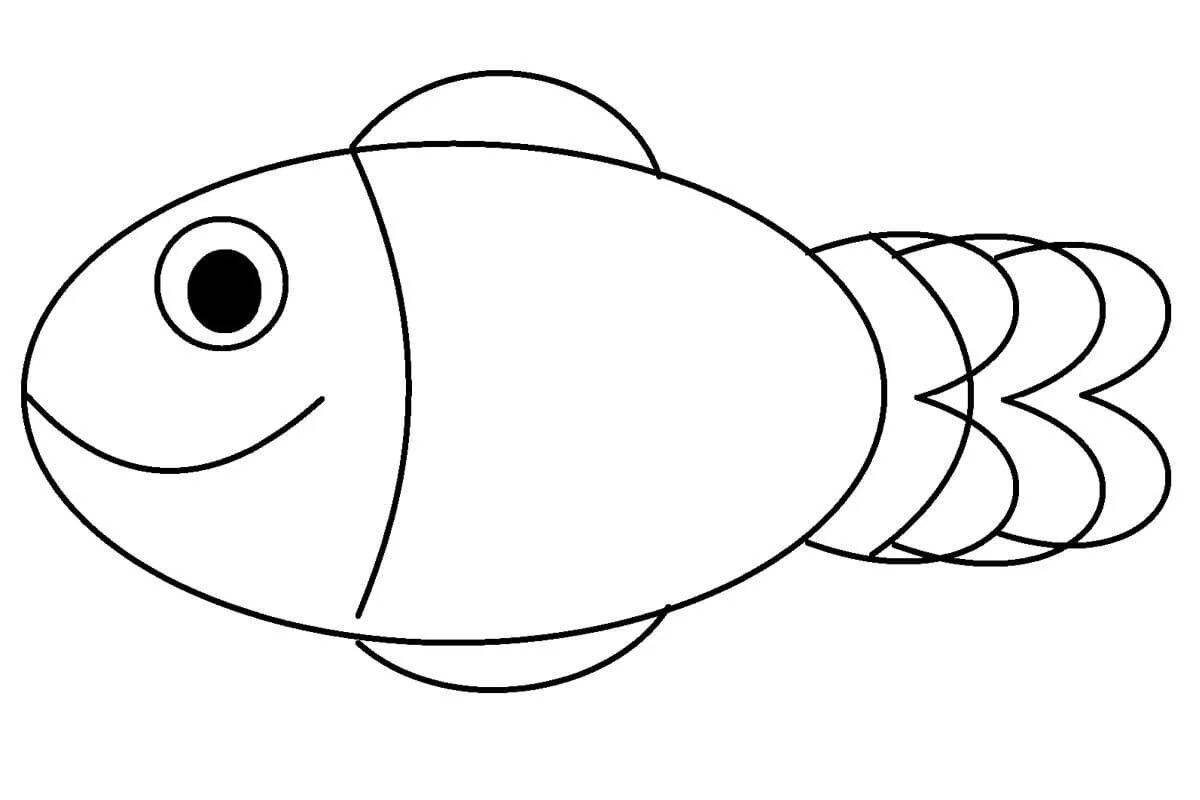Красочная страница раскраски рыб для детей