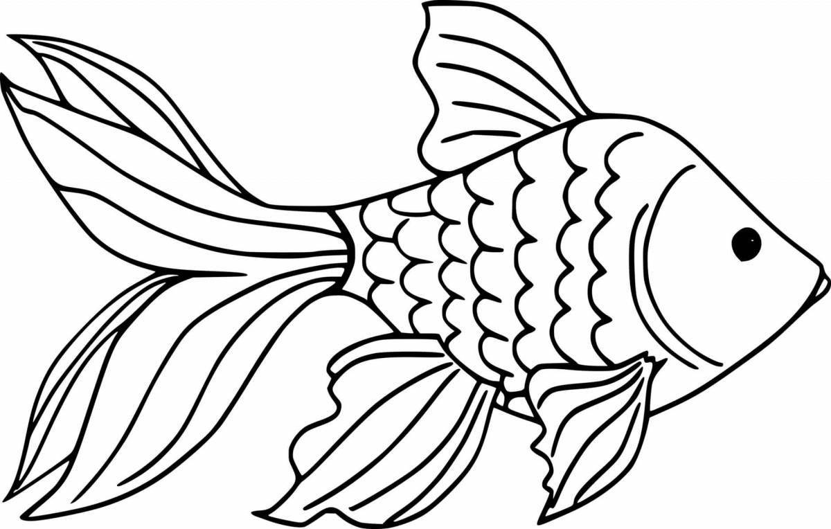 Coloring book happy fish for kids