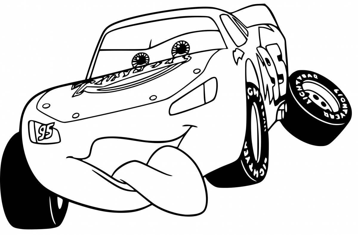 Glowing red car coloring page
