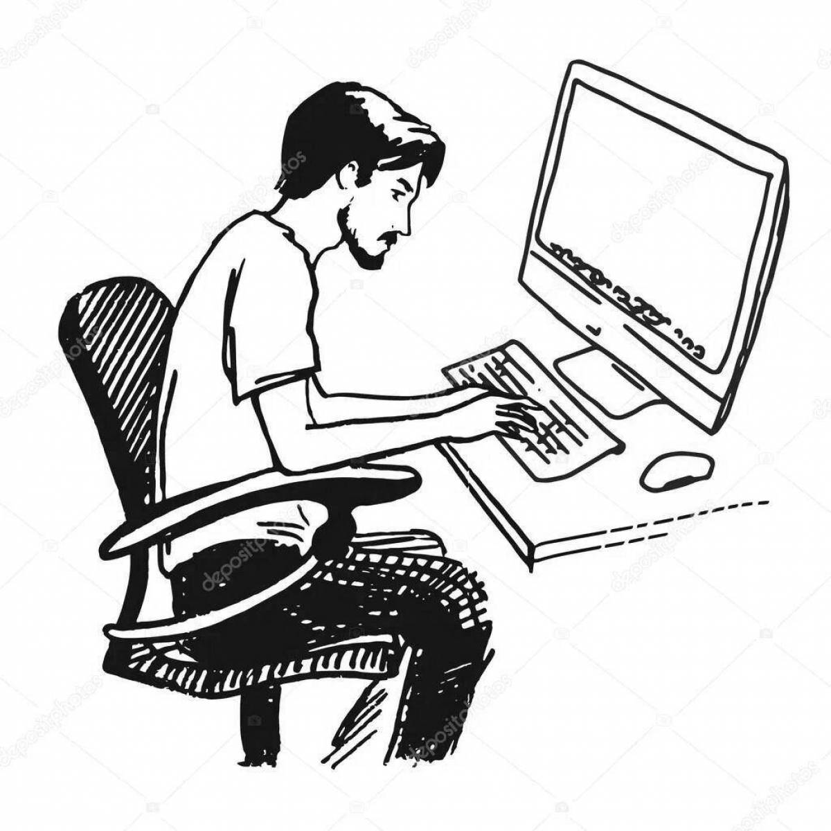 Colorful programmer coloring page