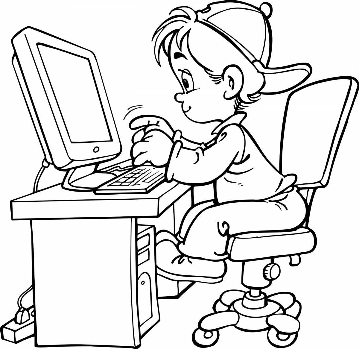 Colour-obsessed programmer coloring page