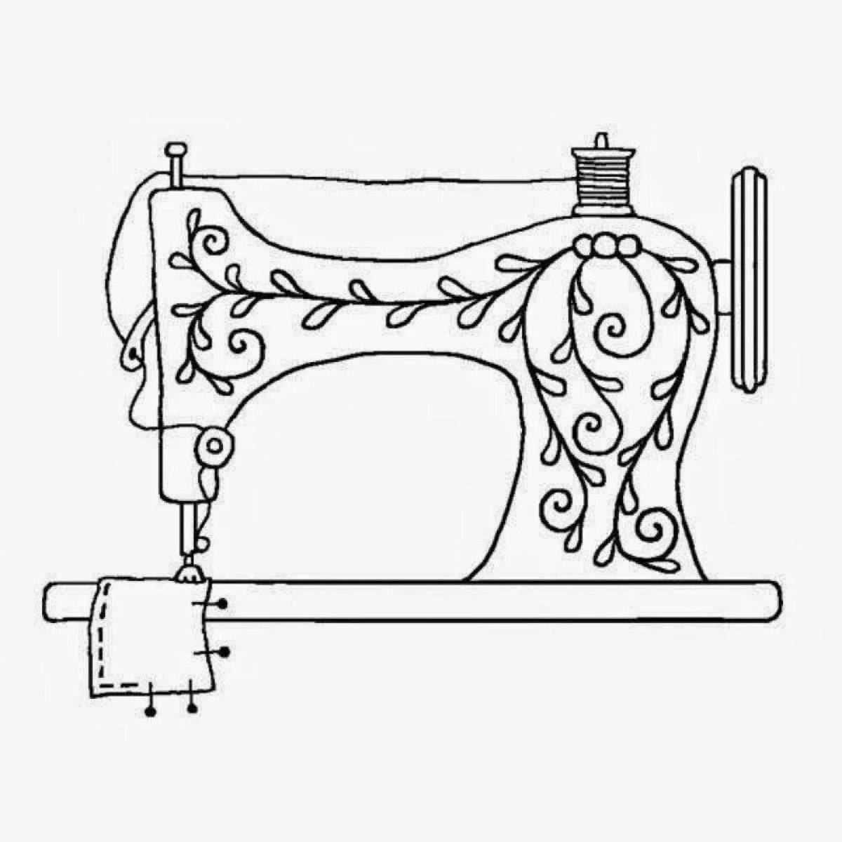 Sewing machine bright coloring page