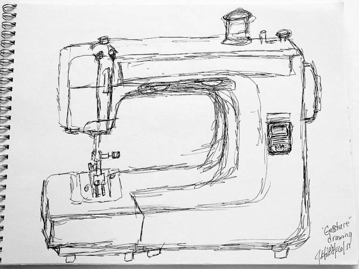Exciting sewing machine coloring page