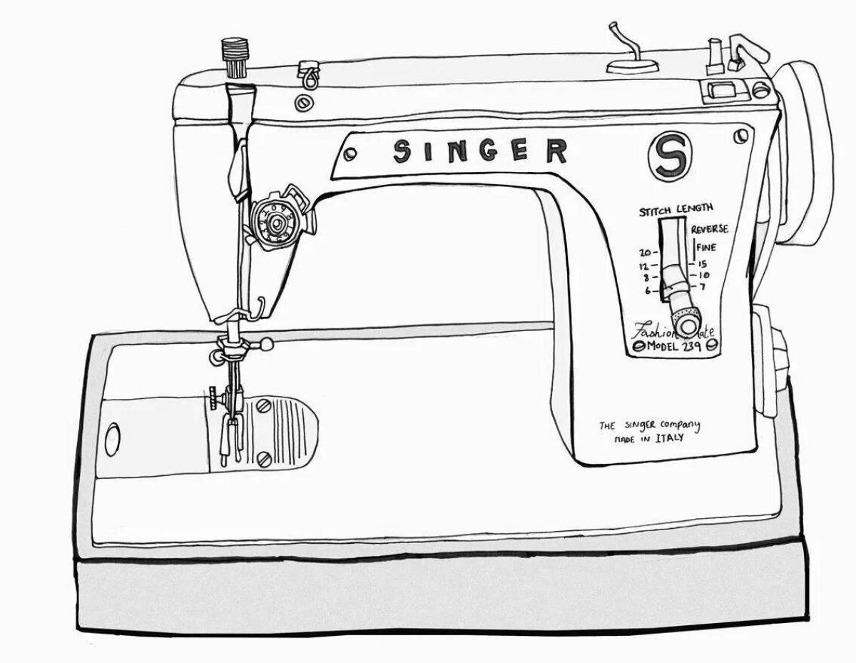 Awesome sewing machine coloring page