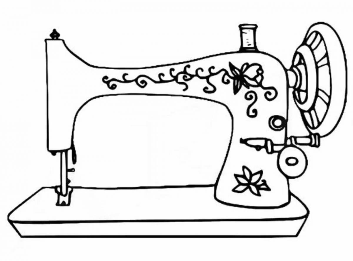 Cute sewing machine coloring book