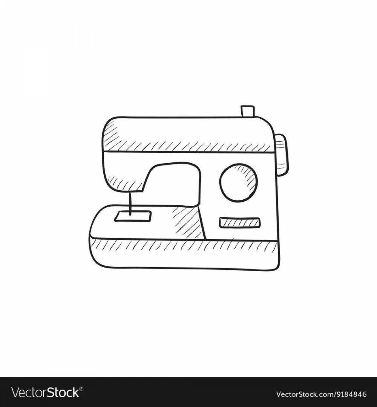 Cute sewing machine coloring page