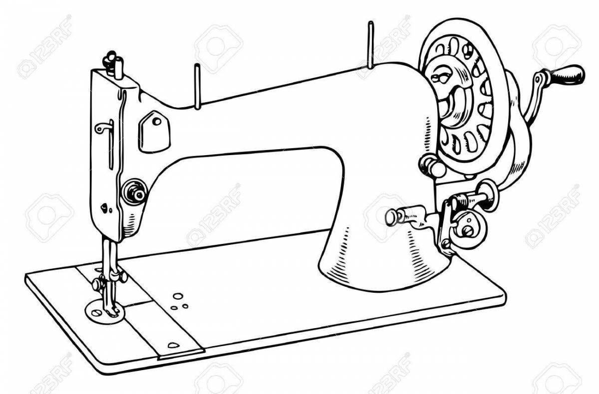 Coloring page charming sewing machine