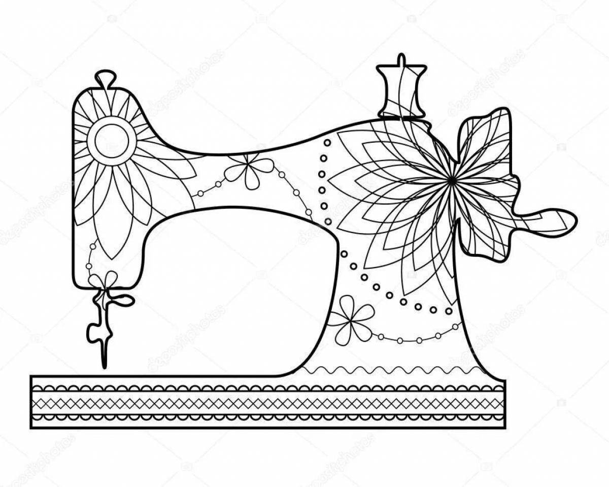 Innovative sewing machine coloring page