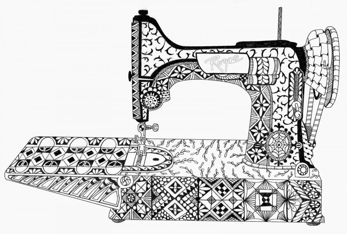 Уникальная страница раскраски швейной машинки
