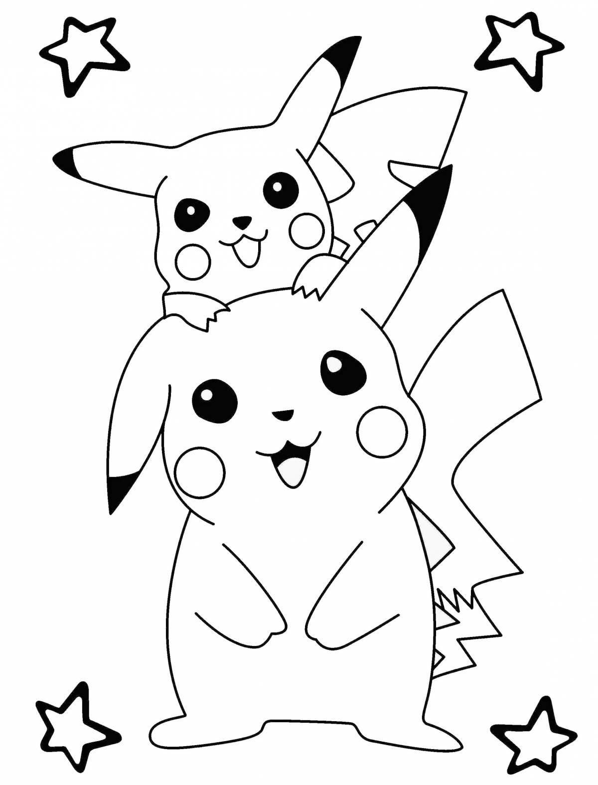 Joyful pikachu seal coloring book
