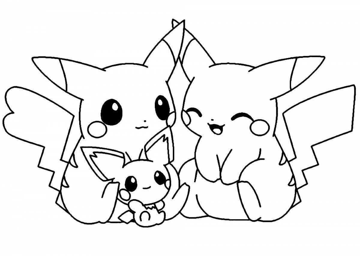 Coloring page adorable pikachu print