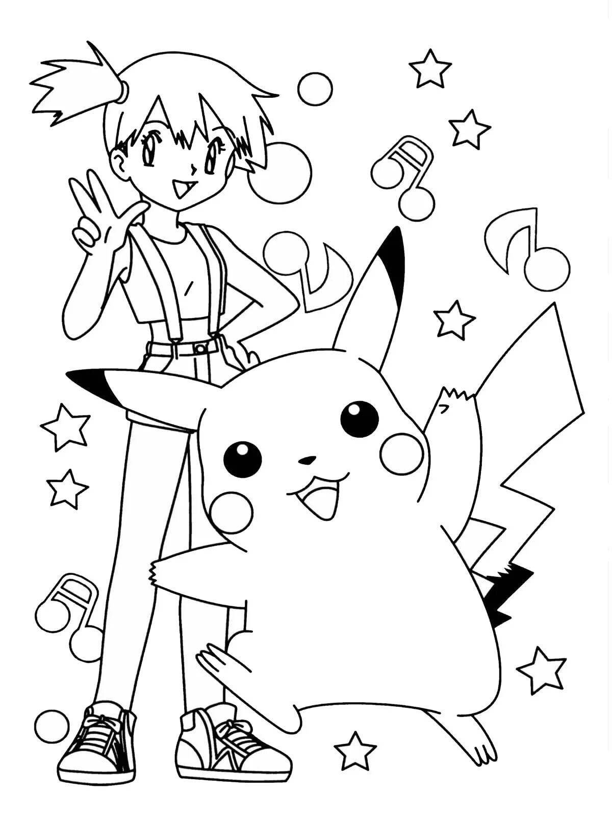 Exquisite pikachu print coloring page