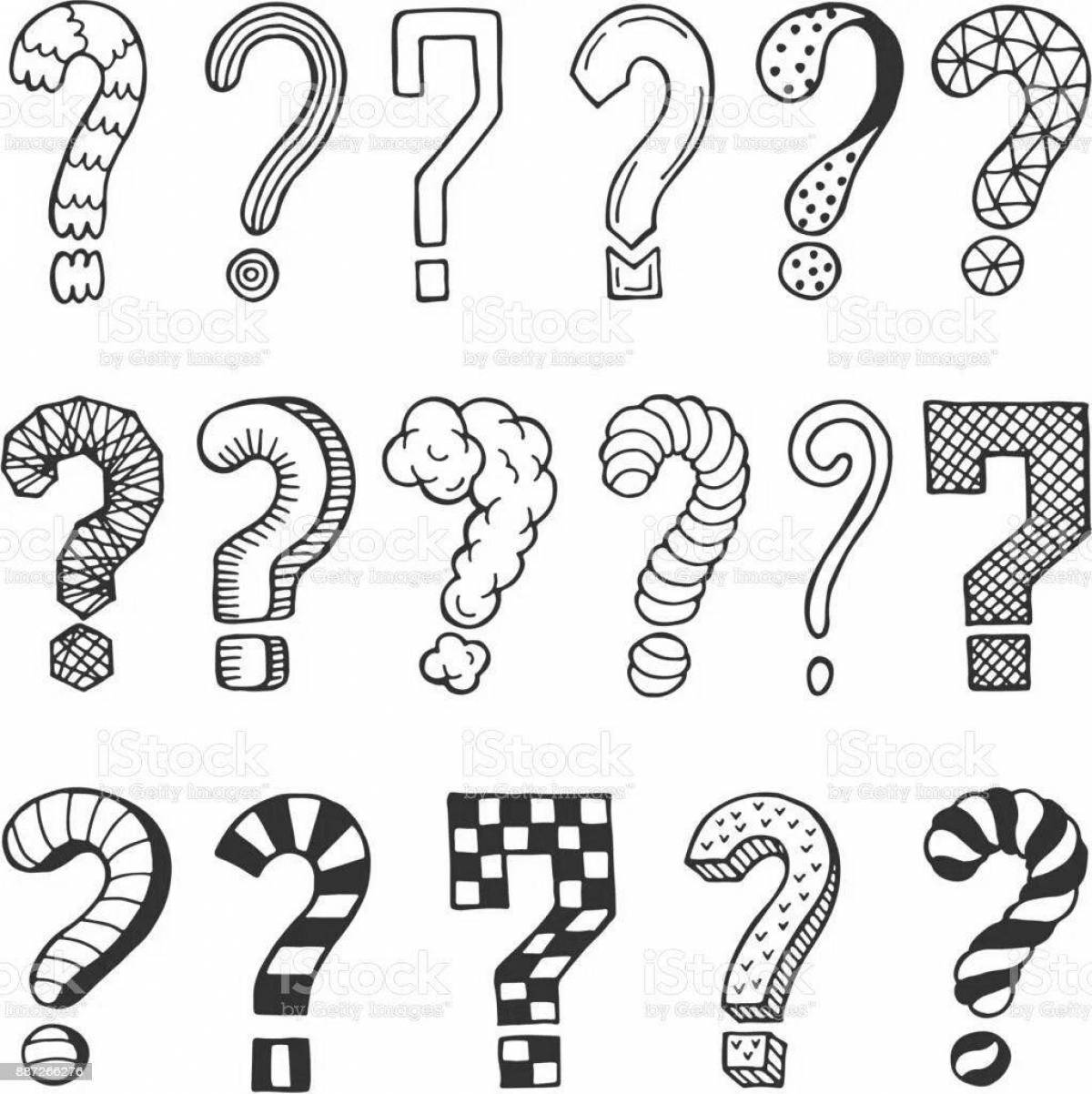 Exciting question mark coloring page
