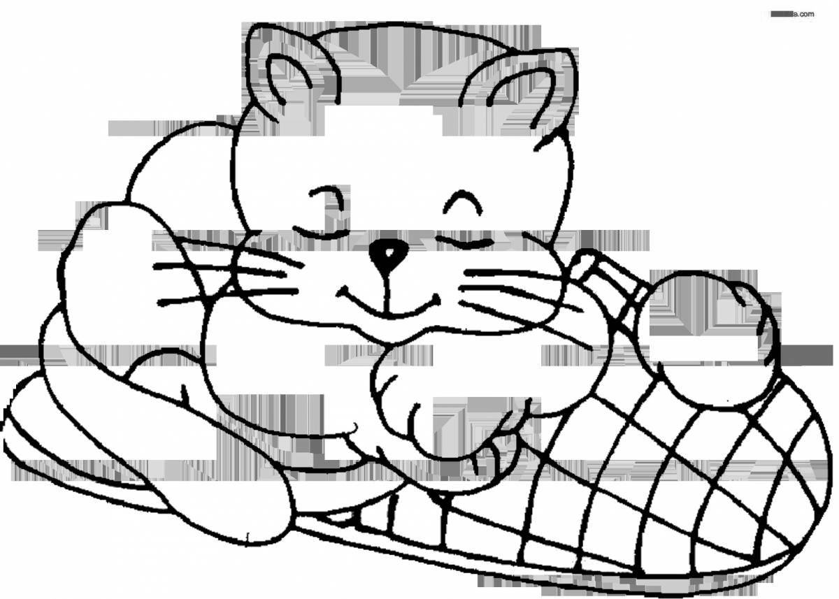 Coloring book calming sleeping cat