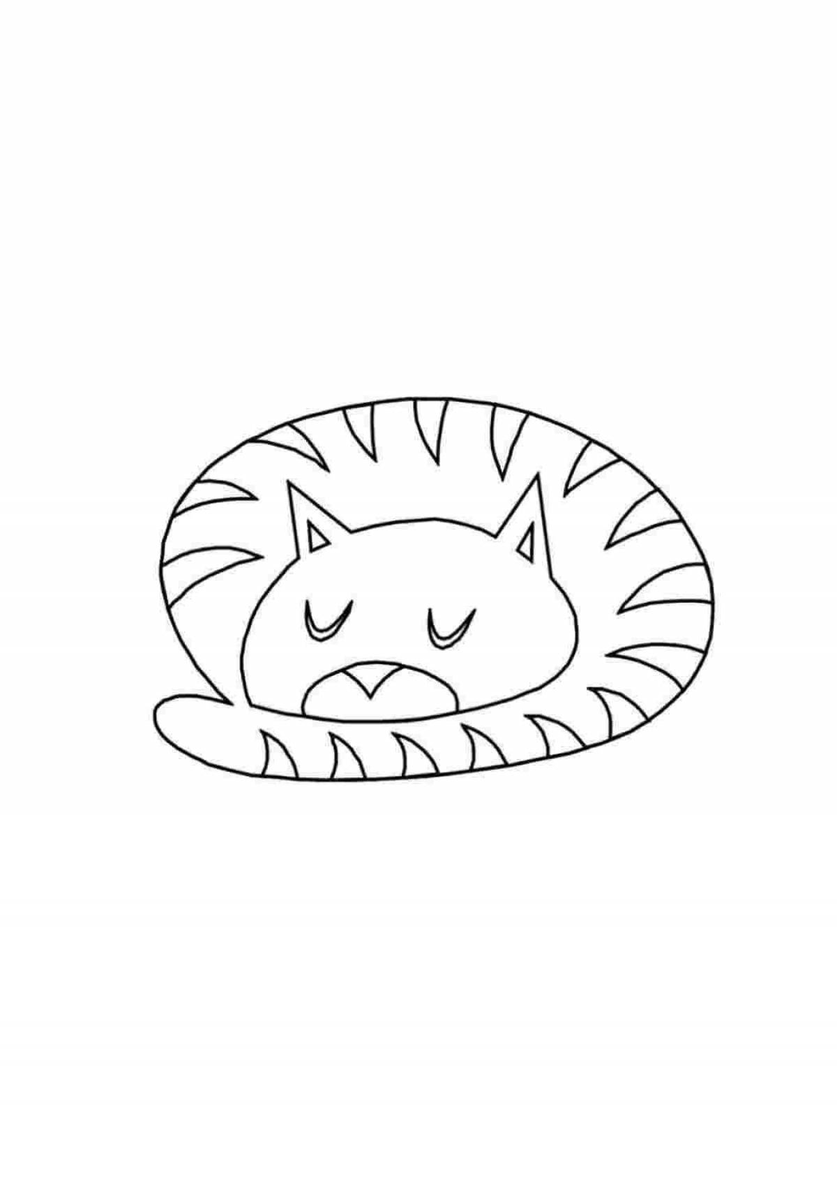Coloring book nodding sleeping cat
