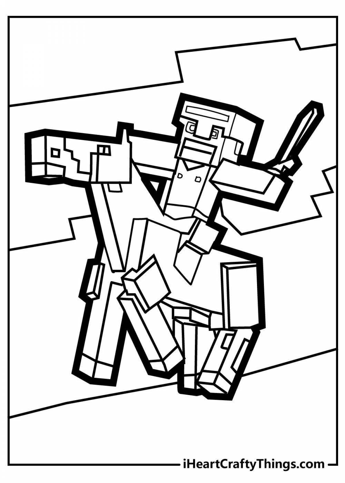 Exciting minecraft cow coloring page